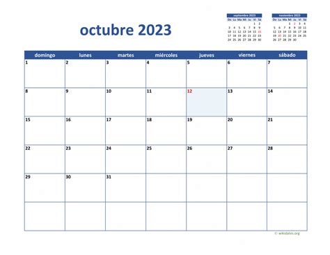 Calendario Octubre 2023 De México