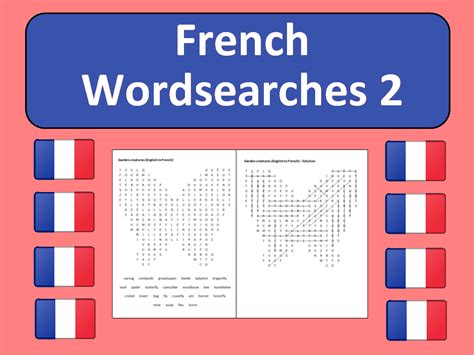French Word Search Puzzles 2 Teaching Resources