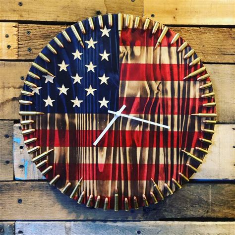 18 American Flag Bullet Clock Rustic Clock Vintage Etsy