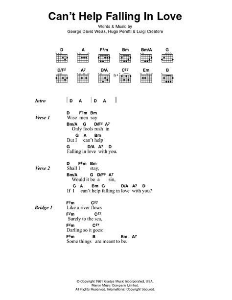 Can T Help Falling In Love Sheet Music Elvis Presley Guitar Chords