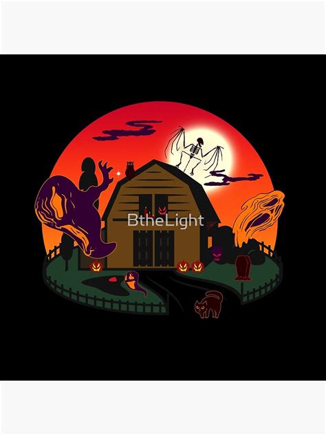 Scary Halloween Barn On A Full Moon Night Poster For Sale By