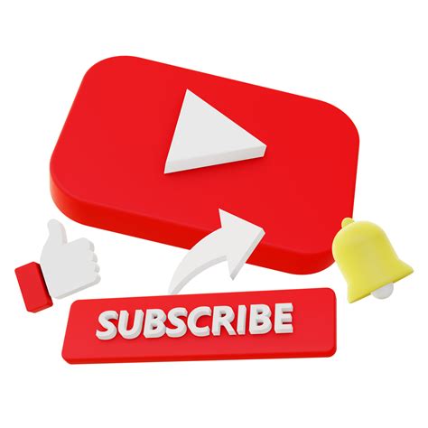 3d Illustration Icon Of Youtube Subscribe Like Share With Bell For Ui