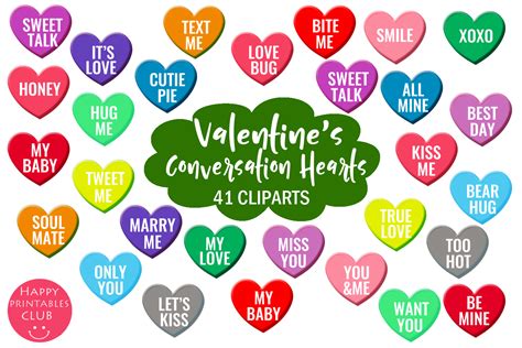 Valentines Conversation Hearts Cliparts Love Hearts