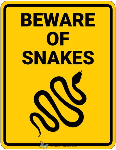 Printable Beware Of Snakes Sign