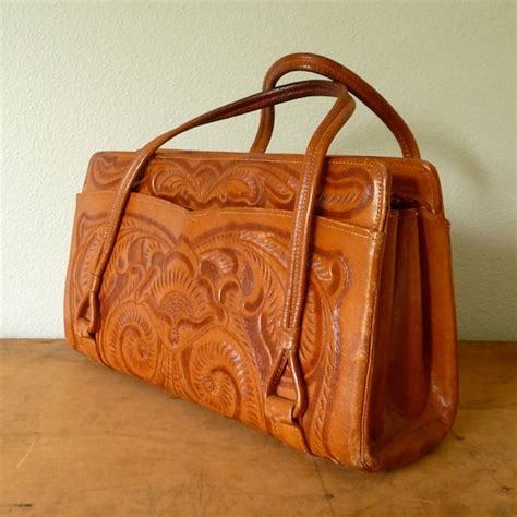 Vintage Hand Tooled Leather Handbag By Mossmercantile On Etsy