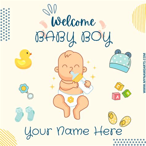 Baby Boy Birth Announcement Greeting Card With Name Mynamearts