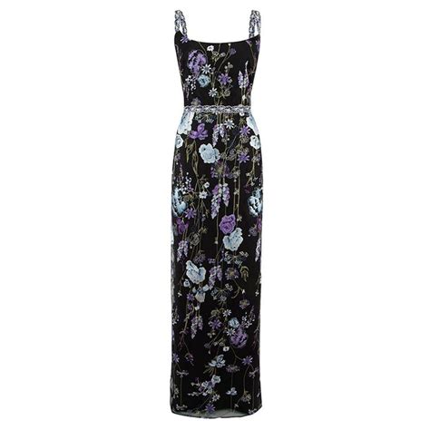 Marchesa Notte Womens Black Floral Embroidered Midi Dress For Sale At