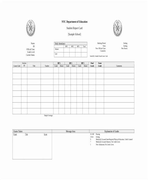 Fake Report Card Template New Blank 7 Printable Report Card Template