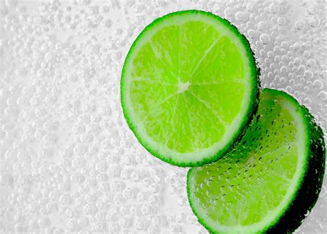 Two Lime Slices In Bubbles