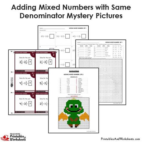 Adding Mixed Numbers Coloring Worksheets