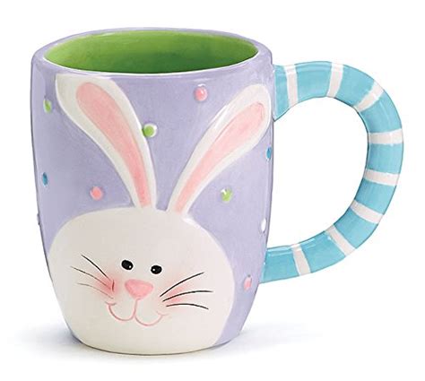 Easter Bunny Face Purple Polkadots 14oz Coffee Mug Kitchen