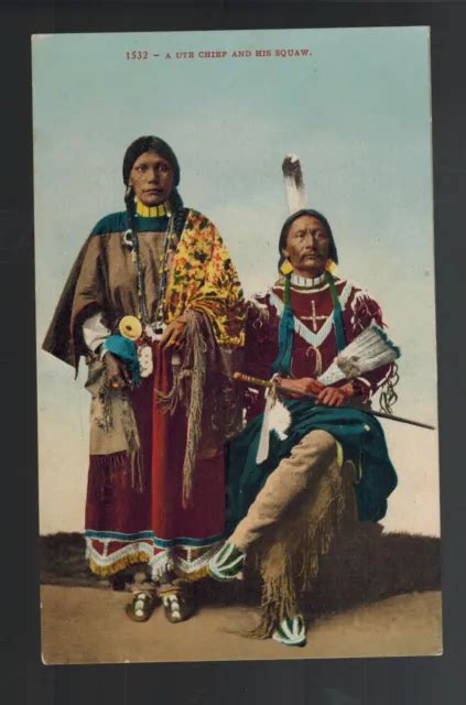 mint postcard native american indian ute chief with his squaw 38 40 picclick