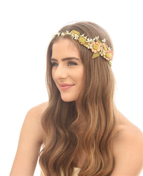 flower crown with peach daisies be something new