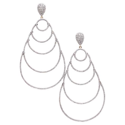Long Diamond Aquamarine Chandelier Earrings At 1stDibs