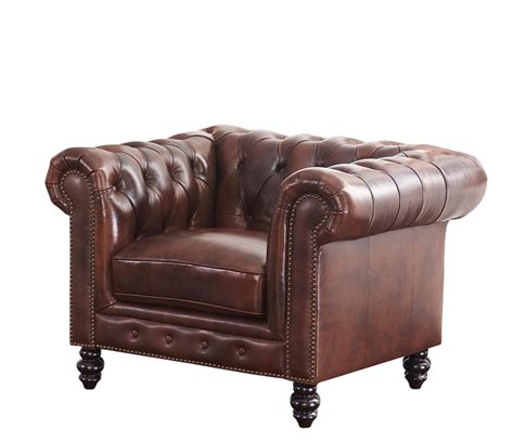 Devon And Claire Wright Chesterfield Leather Armchair Brown Walmart