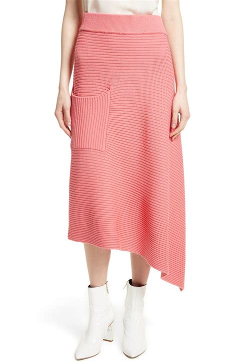 Tibi Asymmetrical Rib Merino Wool Skirt Nordstrom