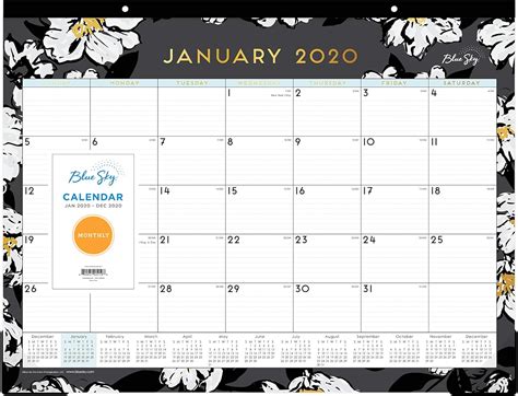 Blue Sky 2020 Monthly Desk Pad Calendar