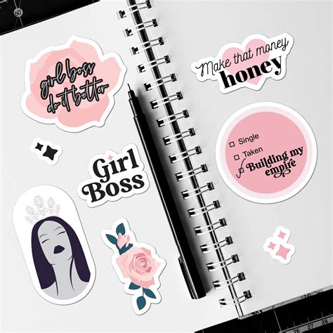 Girl Boss Feminist Sticker Sheet V2 Floral Stickers Strong Etsy