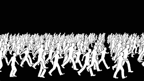 3d Line Animation Of Silhouettes Of People Running Separated On White