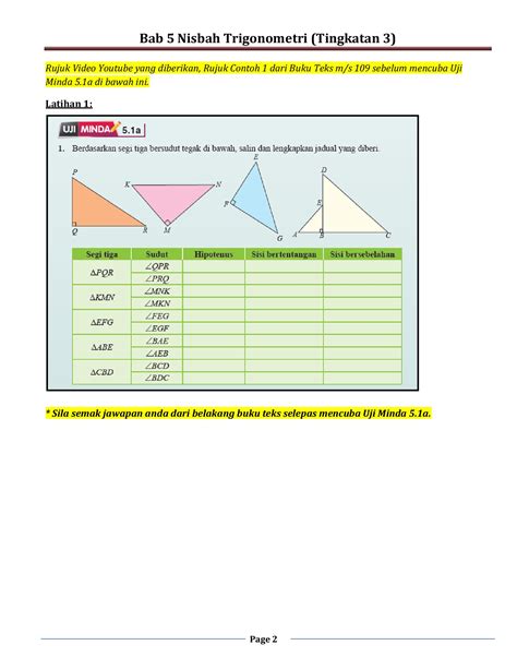 Contoh Soalan Trigonometri Tingkatan 3 / Bab 5 Part I Matematik