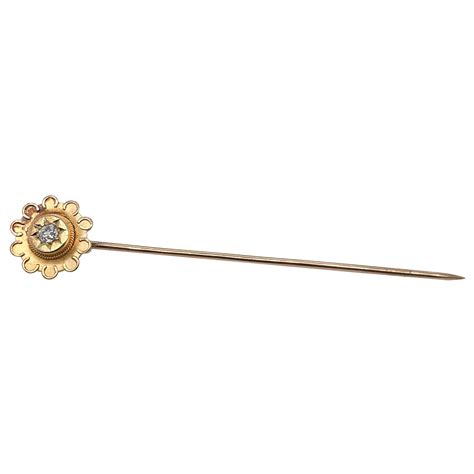 Late Victorian 14 Karat Gold Glass And Seed Pearl Stick Pin At 1stdibs