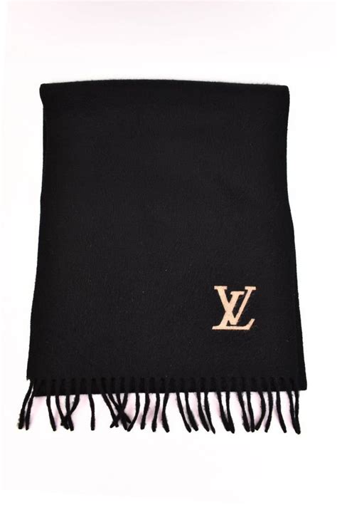 In 1888, louis vuitton created the damier canvas pattern, which bore a logo that reads marque l. LOUIS VUITTON: Black, 100% Cashmere "LV" Logo, Long Scarf ...