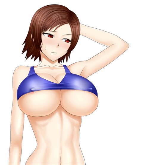 Hentai Busty Girl Alluring Athletic Female Big Breasts Brown Eyes