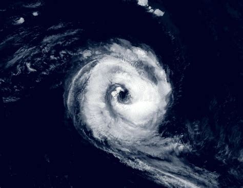 Hurricane Eye Over Sea View Of Tropical Storm Or Cyclone From Space