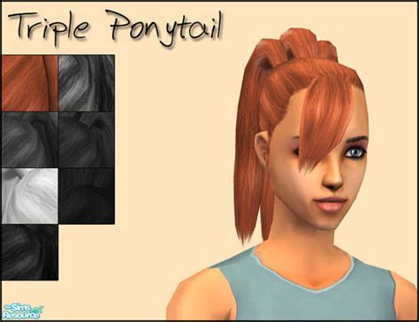 The Sims Resource Triple Ponytail Strawberry