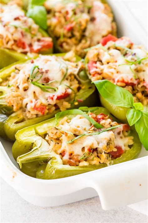 Ground Chicken Stuffed Bell Peppers Easy Healthy And Delicious