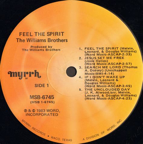 The Williams Brothers Feel The Spirit 1983 Vinyl Discogs