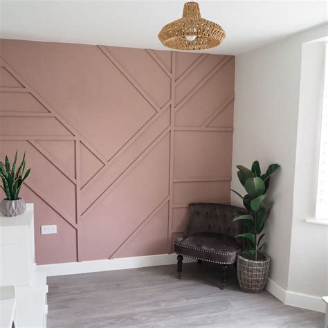 Diy Geometric Wall Panelling In Sulking Room Pink Accent Walls In