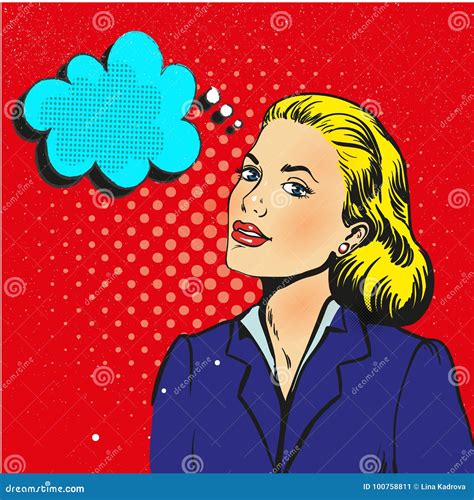 Businesswoman Interested In Communicating Pop Art Retro Style Stock Vector Illustration Of