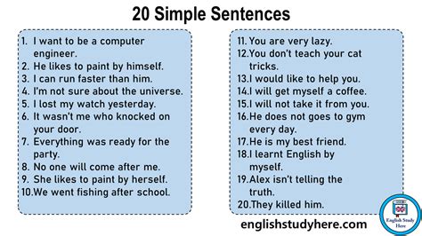 Examples Of Simple Sentences