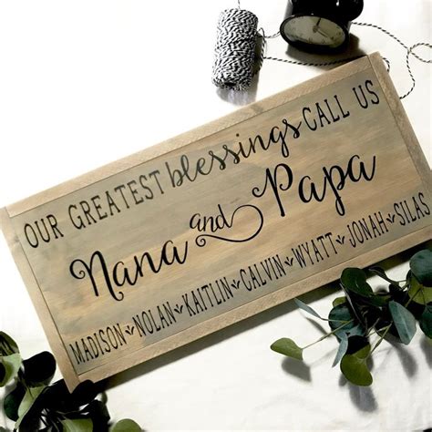 Personalized Nana And Papa Sign Custom Name Sign Etsy Grandparents