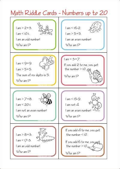 Riddles Make Math Challenging And Fun Free Printable Math Riddle Cards