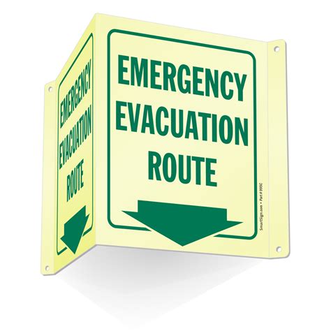 Emergency Evacuation Route Arrow Projecting Sign Sku S2 1758