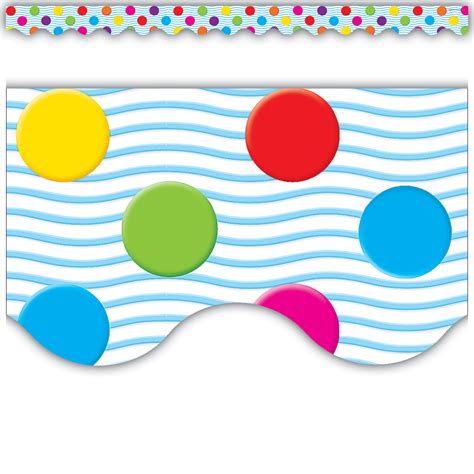 Multicolor Polka Dots Scalloped Border Trim Tcr4674 Teacher Created