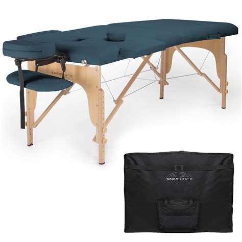 saloniture professional portable folding massage table with carrying case blue