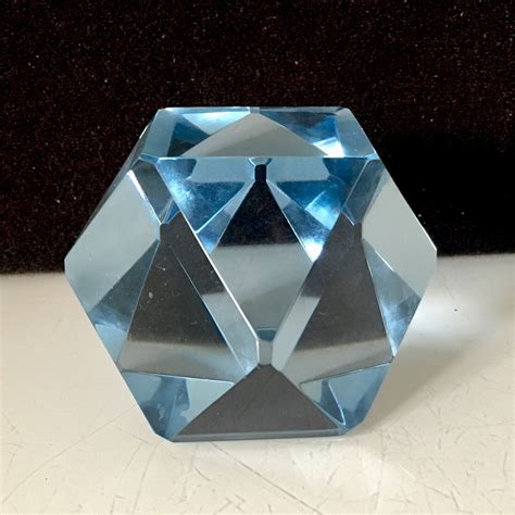 Faceted Blue Crystal Bohemia Paperweight Czechoslovakia Etsy Glass