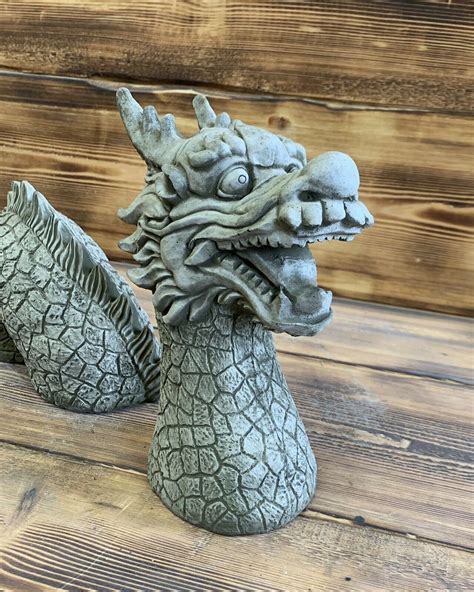 Stone Garden Chinese Dragon 3 Piece Set Statue Ornament Etsy
