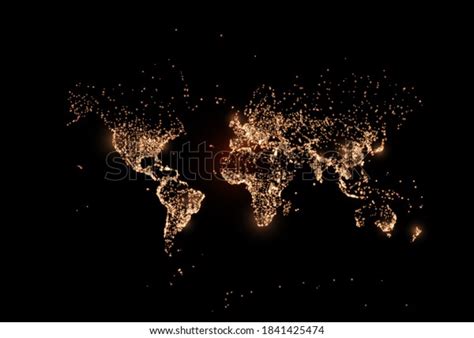 Earth Night Map Vector Illustration Cities Stock Vector Royalty Free
