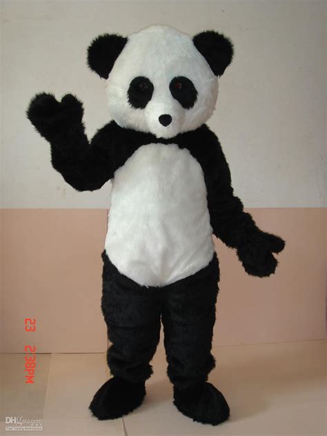 Professional Panda Bear Mascot Costume Adult Size Black Plush 50s