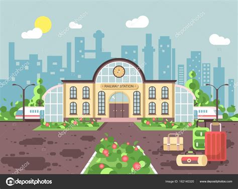 Cartoon subway station 3d model. Vector illustration banner of cartoon railway station ...