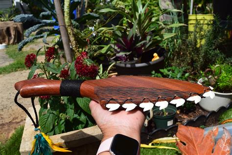 Hawaiian Leiomano Dagger Shark Tooth Weapon With Tribal Etsy