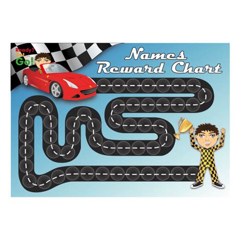 A3 Customisable Racing Car Reward Chart With Customisable Matching 25mm