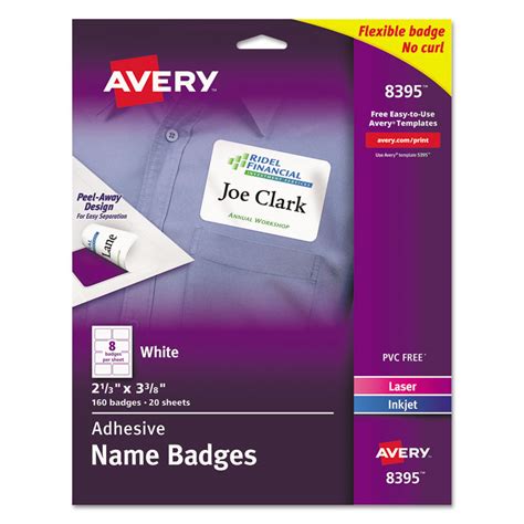 Ave8395 Avery 8395 Flexible Adhesive Name Badge Labels 338 X 233