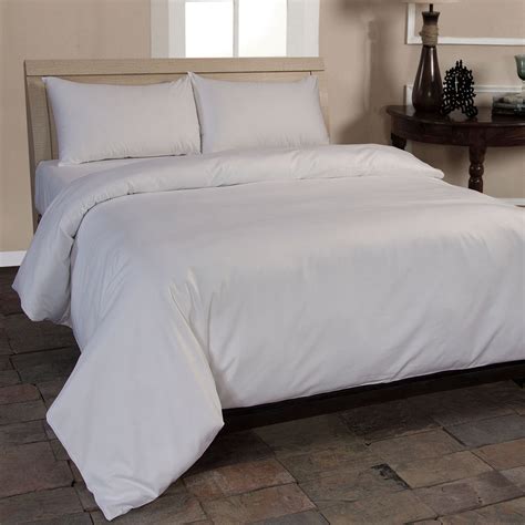 Homescapes Double White Organic Cotton Duvet Cover Set Plain Dyed Percale Thread Count With
