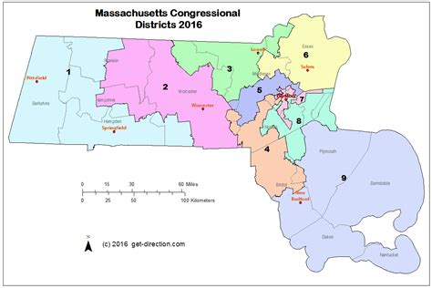 Massachusetts Congressional District Map With Town And City Borders