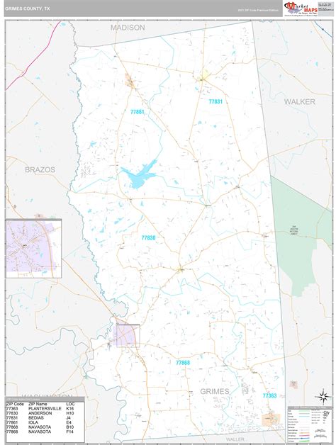 Grimes County Tx Wall Map Premium Style By Marketmaps Mapsales